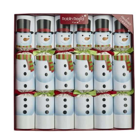 Robin Reed English Holiday Christmas Crackers - Racing Snowman, 6 Count
