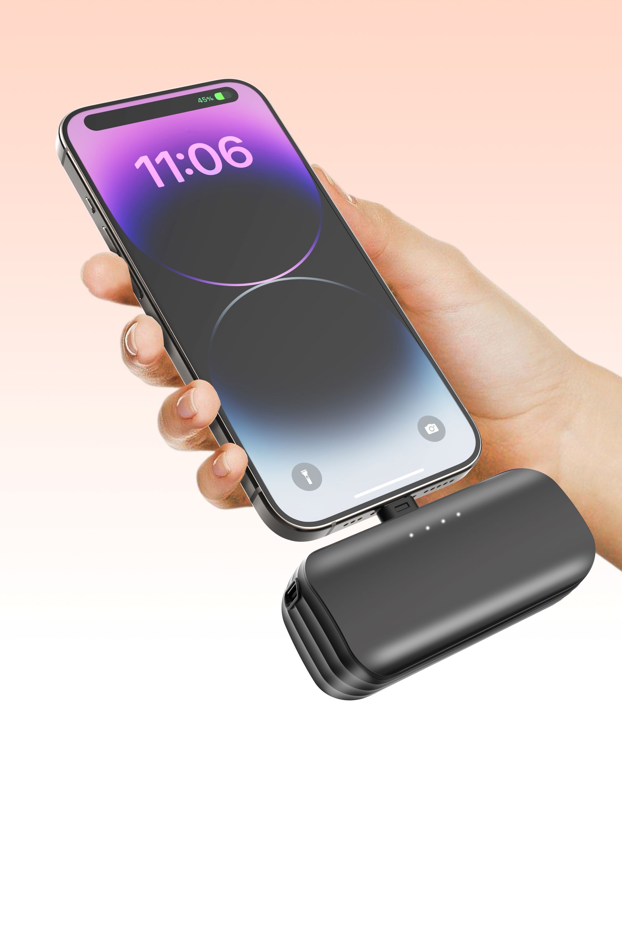 Batería portátil compacta onn de 5000mAh con USB-C, negro 3