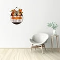 thumbnail image 4 of Eveokoki 12" Hello Fall Pumpkins Signs for Front Door Farmhouse Porch Rustic Round Wooden Hanging Wreaths for Housewarming Gift Festival Maple Leaves Decoration Outdoor Indoor Wall Decor, 4 of 5