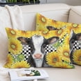 thumbnail image 2 of Cow Sunflowers Throw Pillow Covers, Farmhouse Country Animals Floral Black Plaid Soft Breathable Pillow Cases with Invisible Zipper, Standard Pillowcases for Couch Bed Sofa Chair 20x26 Inches, 2 of 9