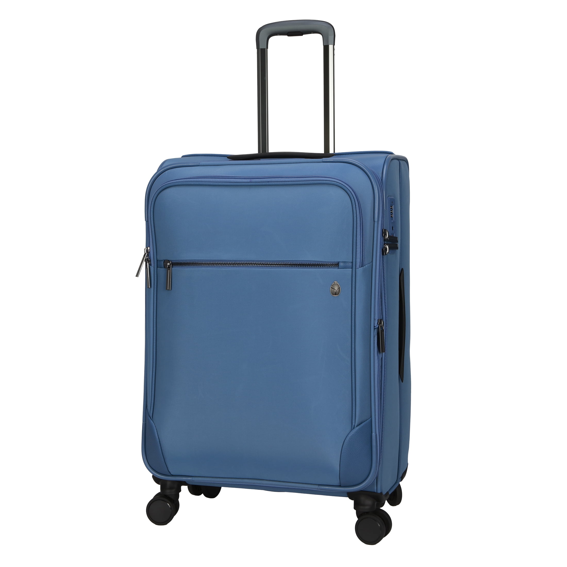 btL 24-inch Checked Expandable Nylon Softside Checked Upright Luggage With 360-Spinner Wheels and Divider Pockets, Blue Shadow