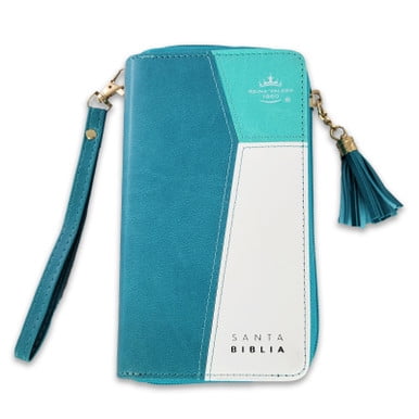 Biblia Chequera Letra 8.5 puntos RV1960 imit piel turquesa y blanco con indice