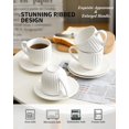 thumbnail image 3 of Hasense Cappuccino Cups and Saucers Set of 4, Porcelain Ribbed 6 Oz Demitasse Tea Cup with big Handle, Mugs Set for Coffee,Tea,Latte and Mocha, Aesthetic Gift for Anniversary Holiday, White, 3 of 6