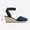 NAVY, variant on Ream Pairs Women Espadrilles Wedge Sandals Comfort Elastic Ankle Strap Shoes Amanda-1 Beige/White Size 11