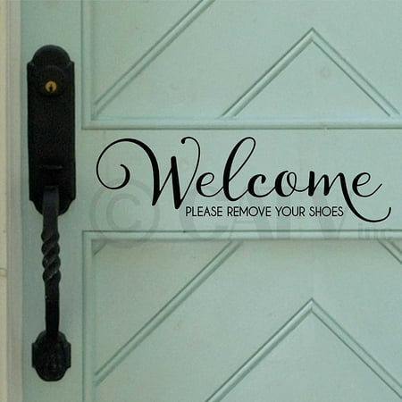 Welcome..Please Remove Your Shoes Vinyl Lettering Wall Decal Sticker (5.5