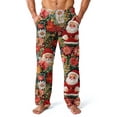 thumbnail image 3 of Trgacdwlo Christmas Men's Flannel Pajama Pants Santa Claus Pattern Winter Fuzzy Fleece Pj Bottoms for Men Comfy Elastic Waist Straight Leg Mens Sleep Pants, 3 of 7