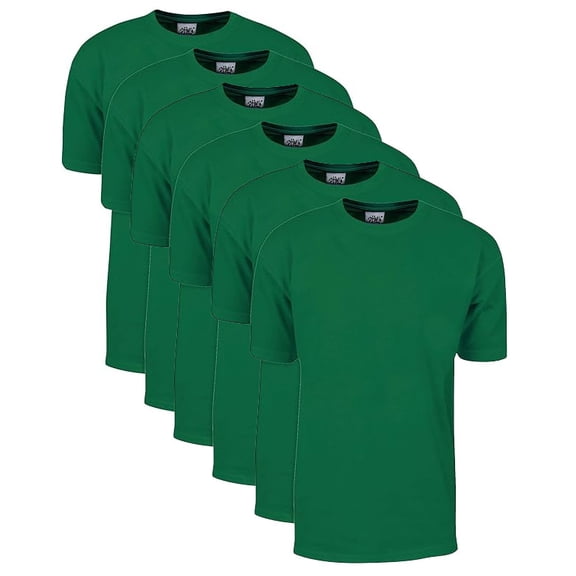 6 Pack Shaka Wear Men's Max Heavyweight Short Sleeve Crew Neck T-Shirt - Kelly Green - Small