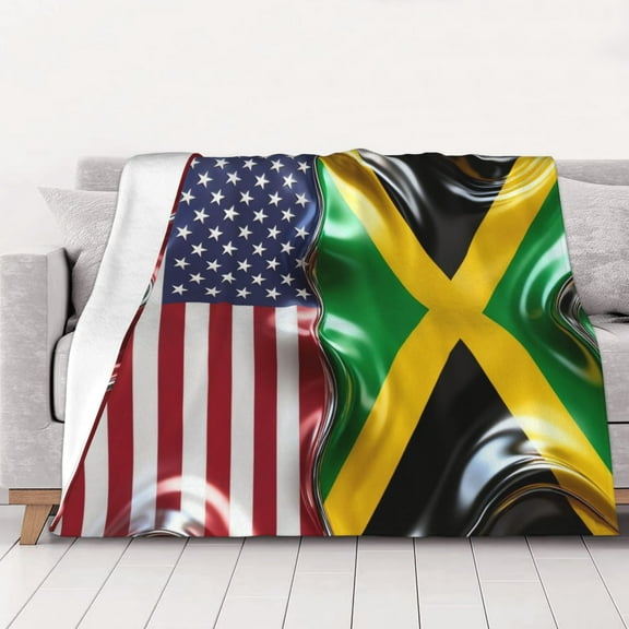 America Jamaica Flag Warm Cozy Plush Throw Blanket for Couch Bed Sofa 40"x30"