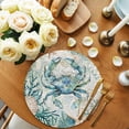 thumbnail image 2 of Teal Coastal Crab Round 15 Inch Placemats Set of 2, Vintage Summer Beach Nautical Coral HeatResistant Non Slip Place Mats for Dining Table, Wipeable Braided Kitchen Table Mats for Housewarming, 2 of 9