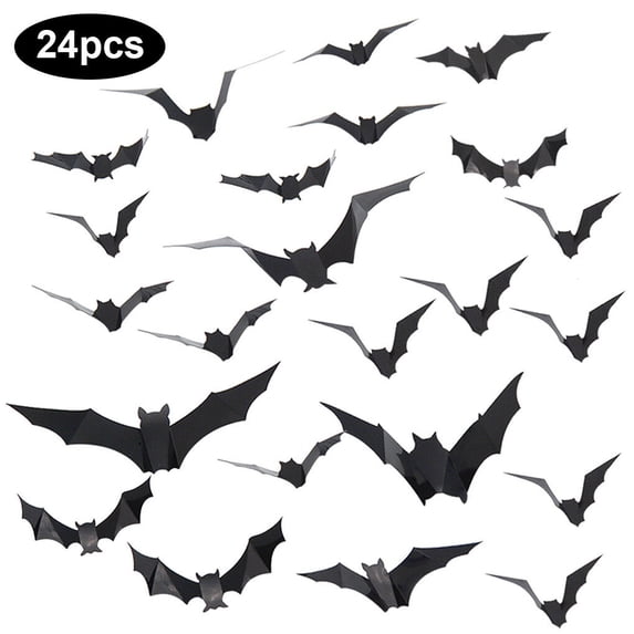 Haillom Halloween Stickers 3D Animal Festival Decorations Home PVC Window Decals Ornaments, 24Pcs, Type 1