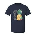 thumbnail image 2 of Wild Bobby, Pineapple Stand Tall Wear Crown And Stay Sweet Inside Arty Inspirational Pop Culture Men's Graphic T-Shirt, Navy, X-Large, 2 of 3