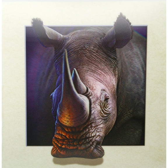 Rhinoceros Close Up - 3D Lenticular Poster - 16x16 Print