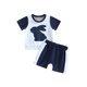 thumbnail image 1 of Conjunto De Camiseta De Manga Corta Con PatróN De Conejo Para Bebé Y Pantalones Cortos EláSticos XBTCLXEBCO Azul;6-12 Meses, 1 of 6