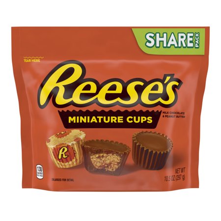 Reese's, Miniatures Milk Chocolate Peanut Butter Cups Candy, Individually Wrapped, Gluten Free, 10.5 oz, Share Pack