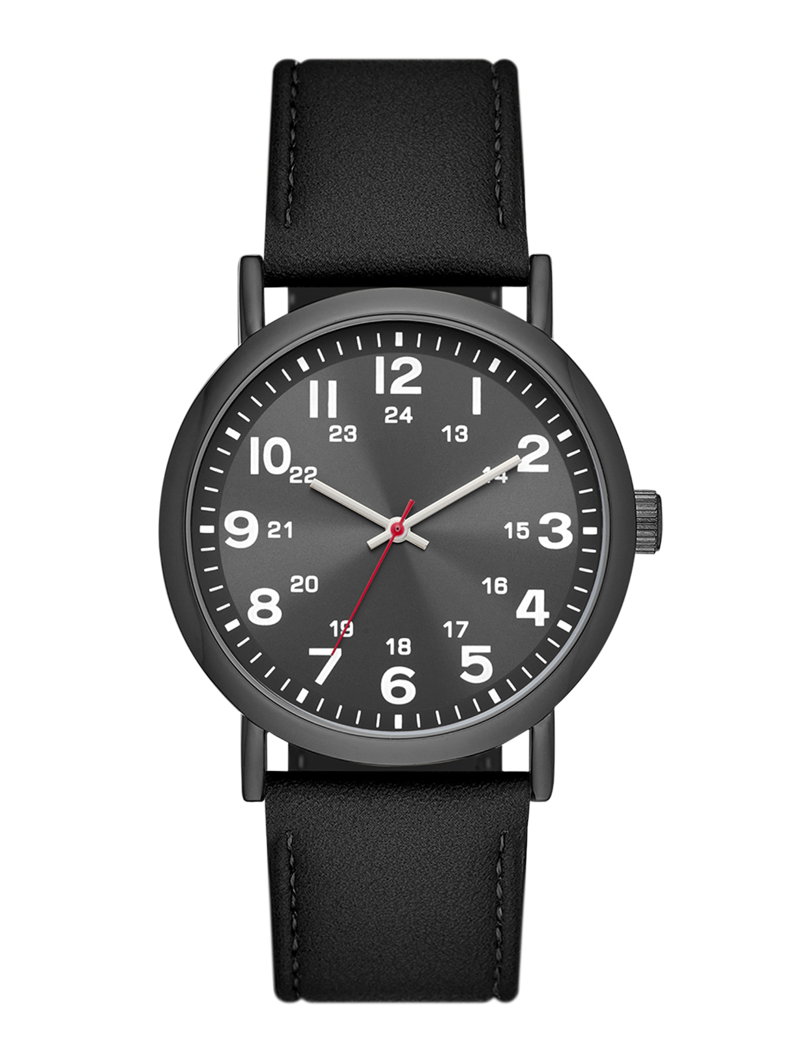 George Men's Watch: Gunmetal Tone Case, Black Easy Read Dial, Black Vegan Leather Band (FMDOGE046)