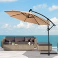 thumbnail image 3 of Costway 10FT Patio Umbrella Solar Powered LED 360degrees Rotation Beige, 3 of 11