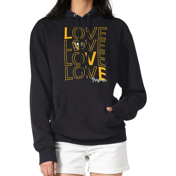 Women's G-III 4Her by Carl Banks  Black Pittsburgh Penguins Hockey Love Fleece Pullover Hoodie