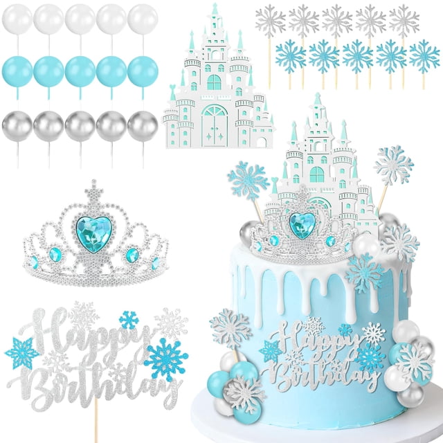 Decoraciones para Pastel Sunshuang 28 Piezas Tema Princesa de Hielo Invierno