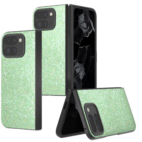 Allytechgroup Stylish Translucent Back Cover Phone Case for Google Pixel 9 Pro Fold, Slim Fit Bumper Protective Shell Case for Girls Women, Lawngreen