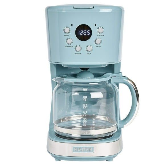 Haden Brighton 12 Cup Programmable Coffee Maker, Sky Blue & Chrome