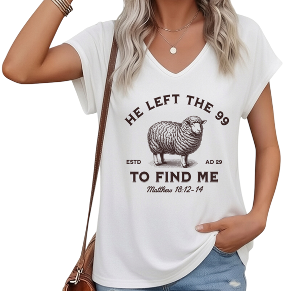 UNISHE Women's He Left The 99 To Find Me Christian Sheep V-Neck Sleeveless T-Shirt Casual Religious Tank Top