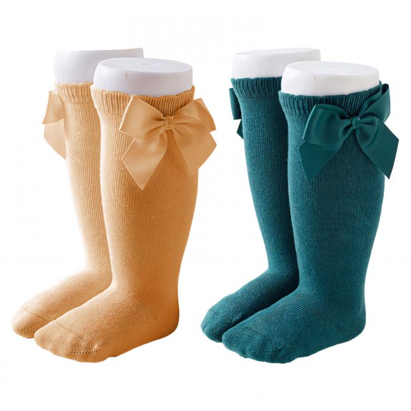 TELOLY 2Pairs Baby Girl Socks,3 Months to 12 Months Dress Socks,Cotton Girls Socks,Combination1