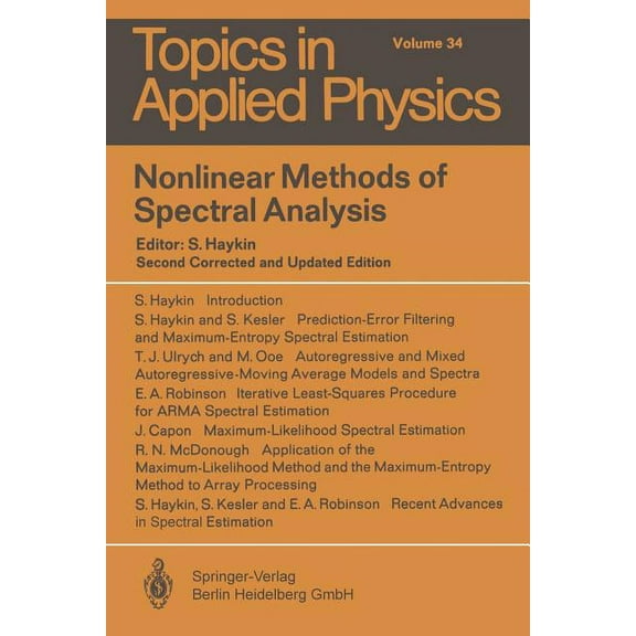 Topics in Applied Physics Nonlinear Methods of Spectral Analysis, Book 34, (Paperback)