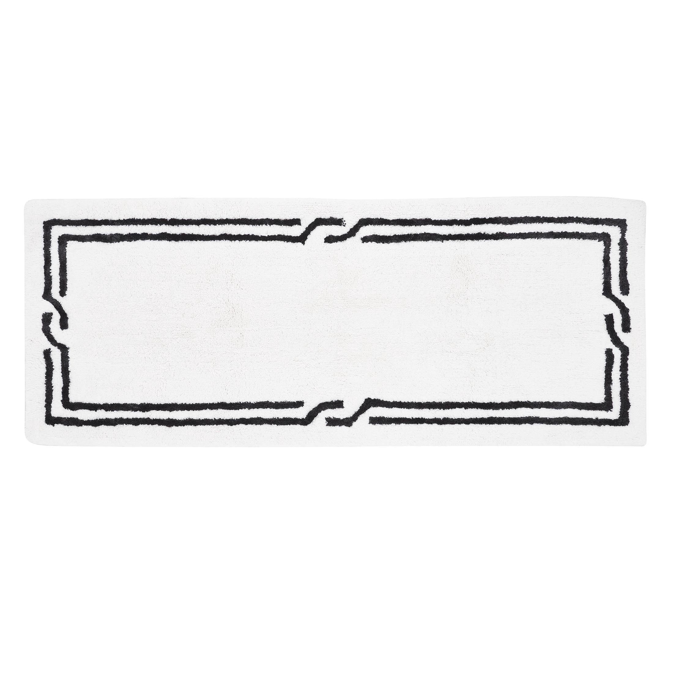 VCNY Home Border White/Black Cotton Viscose Bath Runner, 24" x 60"
