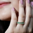 thumbnail image 4 of Rosec Jewels Natural Emerald Half Eternity Band with Diamond - Baguette Emerald Ring - AAA Quality - Ready to Gift for Anniversary, 10K Yellow Gold, US 7.50, 4 of 9