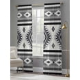 thumbnail image 4 of Gray Boho Semi Sheer Window Curtains 108 Inches Long, Southwestern Ethnic Aztec Retro Geometric Rod Pocket Voile Silky Chiffon Curtain Light Filtering Drapes for Living Room, 52"x108", 2 Panels, 4 of 9