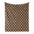 thumbnail image 1 of Art Deco Soft Flannel Fleece Blanket, Renaissance Victorian Theme Antique Ornamental Motifs on Brown Background, Cozy Plush for Indoor and Outdoor Use, 70" x 90", Chocolate and White, by Ambesonne, 1 of 6