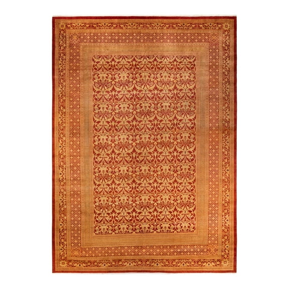 Hand-Knotted Wool Oriental Traditional Orange Area Rug 10' 3" x 14' 9"