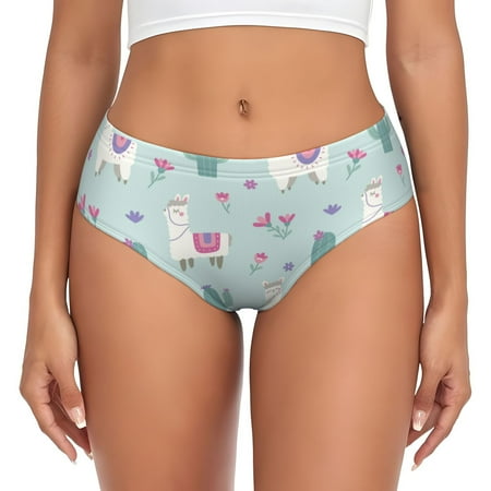 Womens Underwear - Cute Alpaca Cactus Plant Flowers No Show Seamless Underwear for Women  Soft Stretch Womens Panties  Hipster Ladies Panties Bikini Underwear Briefs