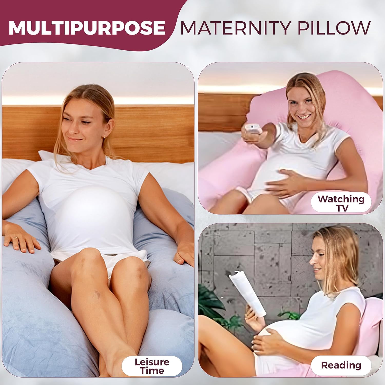 PILLANI Pregnancy Pillows for Sleeping - V C U Shaped 57inch Full Body Pillow with Removable Washable Cover, Cooling Maternity Pillow for Pregnant Women, Support for Back Belly Legs Hip