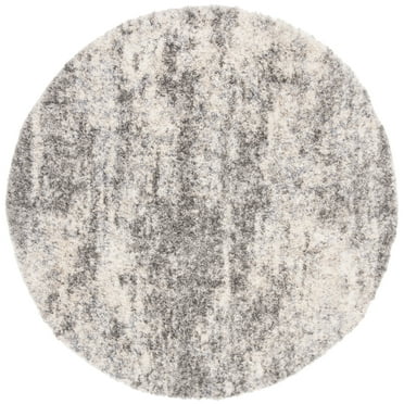 SAFAVIEH Berber Damian Abstract Shag Area Rug, Grey Blue/Cream, 3'3" x 3'3" Round