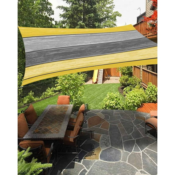 Sun Shade Sail 14x18Ft Rustic Barn Wood Yellow Brown Uv Block Sunshade Canopy Outdoor Shade Cover Rectangle Shade Cloth For Patio Garden Yard Deck Pergola