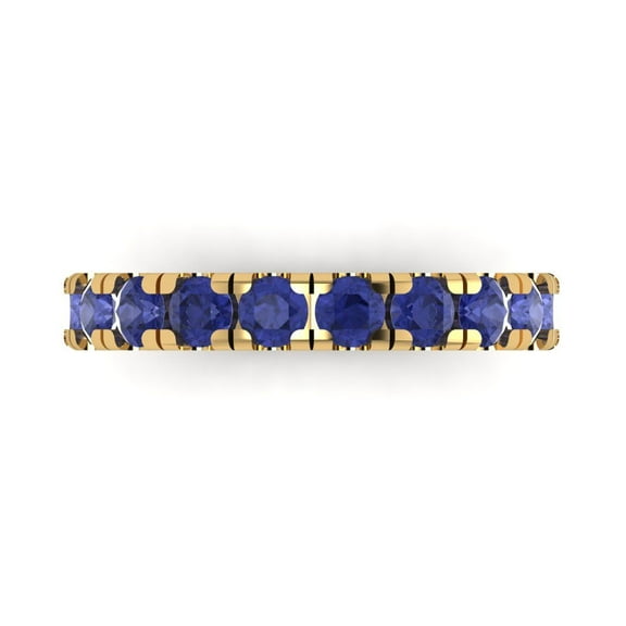 1 ctw Wedding Band for Women - 18K Yellow Gold Simulated Tanzanite Stackable Eternity Ring