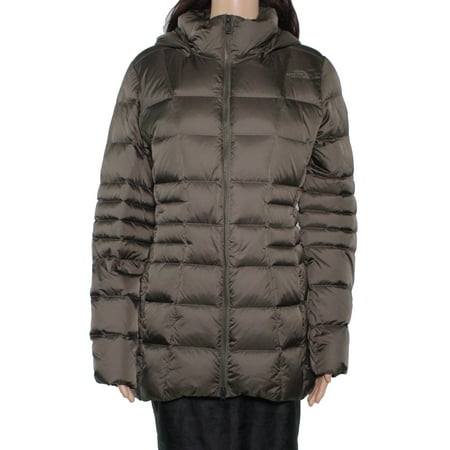 Women's Jacket Olive Medium Quilted Hoodie M