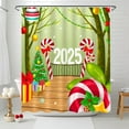 thumbnail image 1 of Whimsical Christmas Shower Curtain - Candy Forest with 2025 Cheerful Tree & Presents Festive Bathroom Decor, 1 of 4