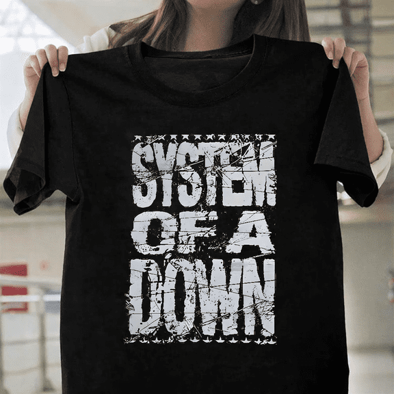 System Of A Vintage Rock Band Graphic Black Apparel Unisex T-Shirt, up to size 3XL.