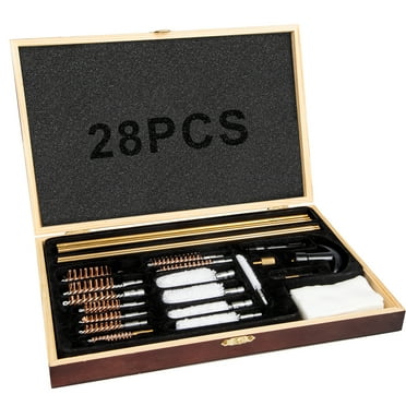 KLOLA Gun Cleaning Kit With Wooden Case Universal Gun Clean Kit For Pistol Handgun Shotgun Firearm Gun Accessories For Men Gun Cleaning Supplies