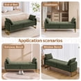 thumbnail image 4 of Aemeios 66"W Teddy Tufted Storage Bench for Bedroom End of Bed with Gold Legs and Two Pillows, Green, 4 of 10