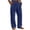 Navy, variant on Mens Linen Cotton Casual Pants, Lightweight Straight Leg Lounge Pants with Button Waist & Side Pockets, Loose Fit Summer Beach Yoga Trousers for Men, Comfortable Relaxed Fit Trousers Blackish Green L
