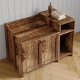 thumbnail image 4 of Wooden Cat Litter Box Cabinet - Storage Shelf and Double Door - Hidden Anti-Dog Design - Retro Style Side Table - Fits Most Litter Boxes,Rustic Brown, 4 of 6