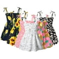thumbnail image 2 of WOLLED Kids Toddler Girls Princess Dresses Floral Party Dress Baby Summer Beach Sundress Sweet Comfortable Floral sundress for 1-6 Years, 2 of 5