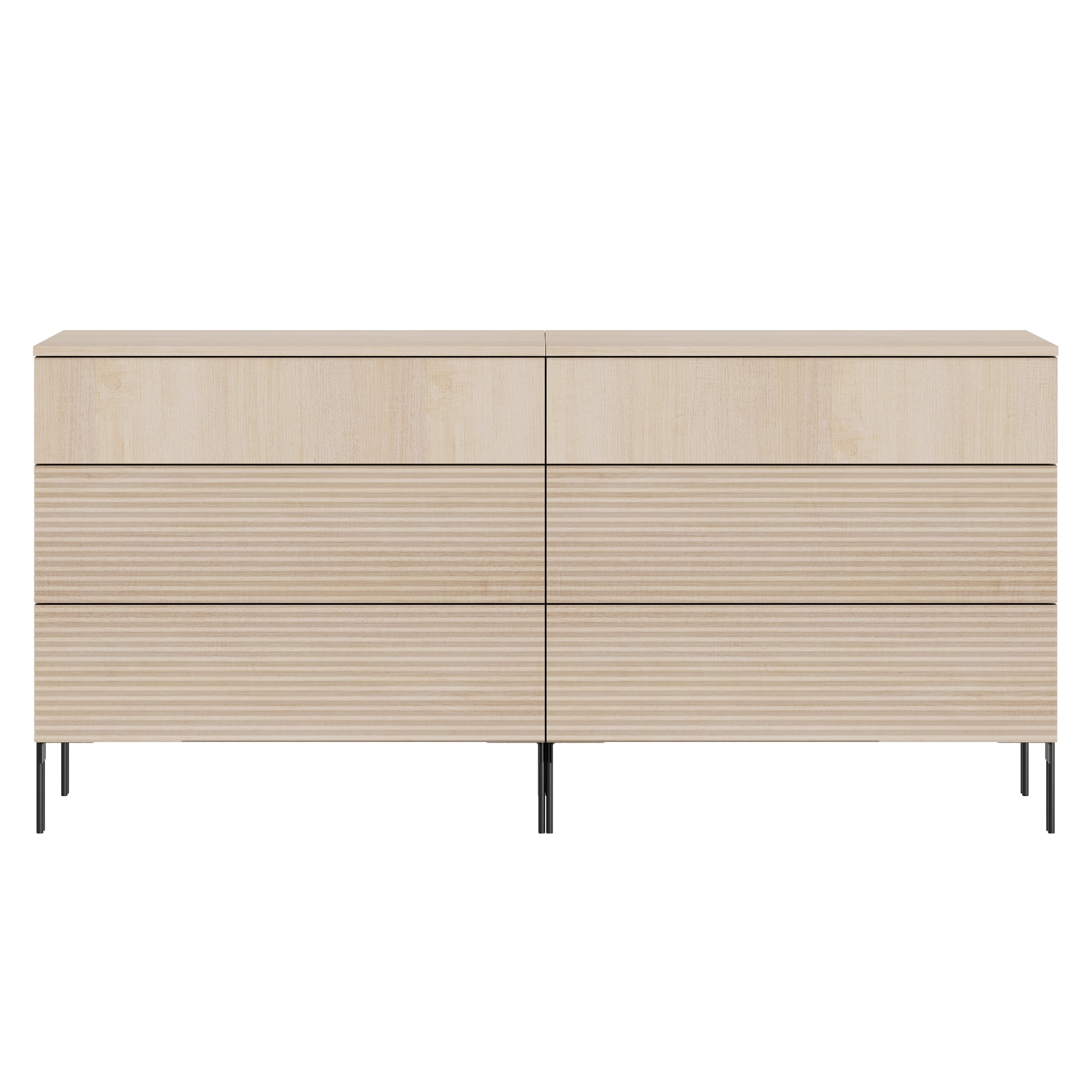 WAMPAT 2 Piece 3 Drawer Dresser Set for Bedroom, Modern Fluted Wood Storage Cabinets with Push-to-Open Drawers, Organizer Chests for Bedroom