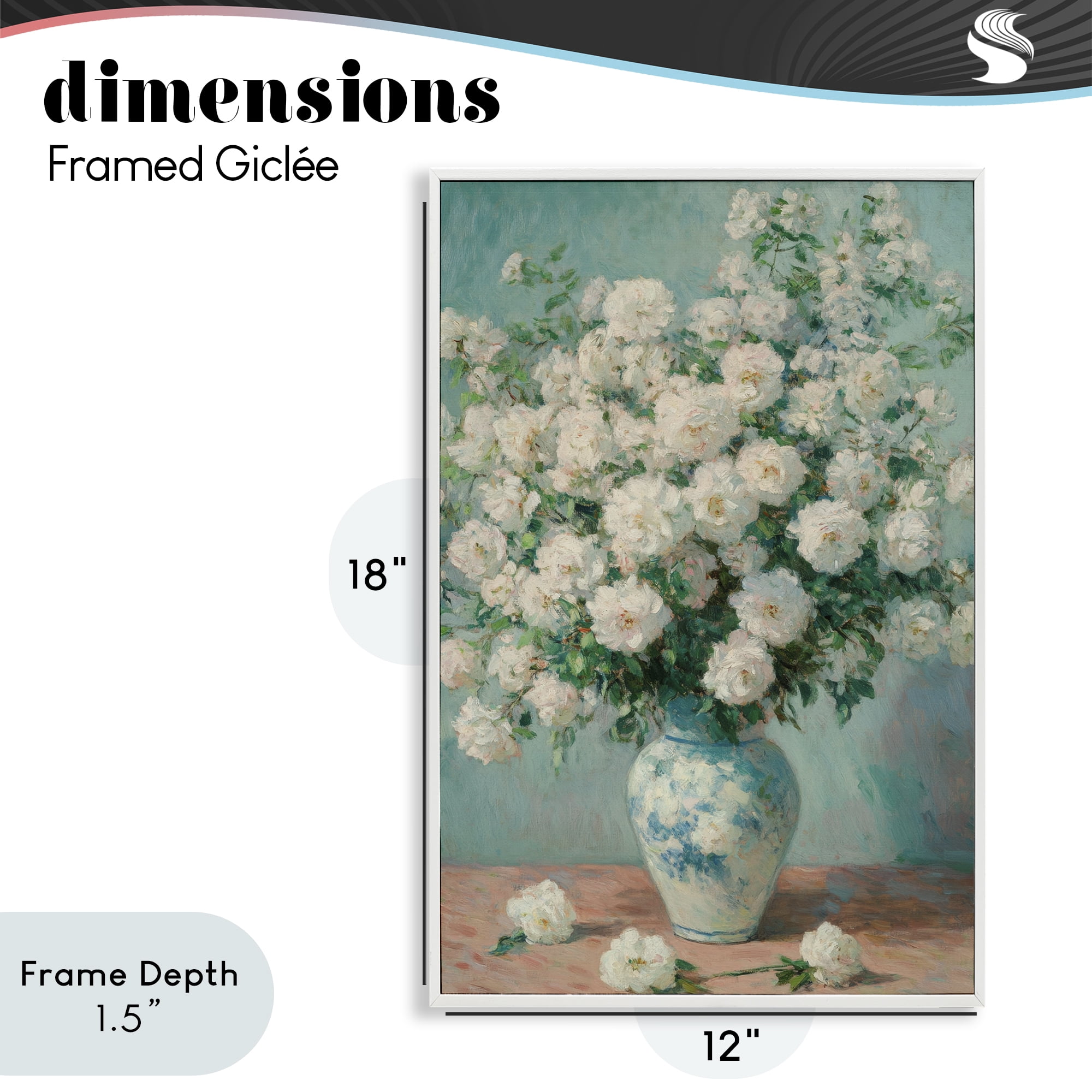 Stupell Industries Lush Bouquet of White Roses White Framed Giclee Art, design by Petal Prints Design
