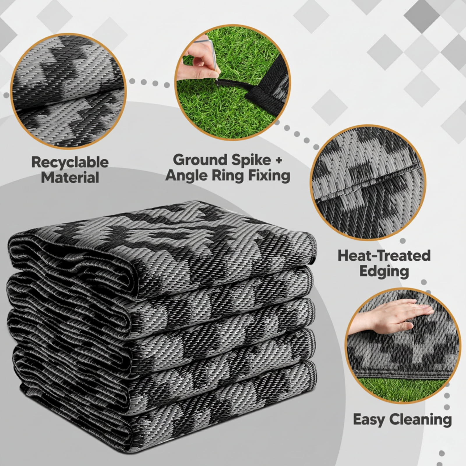 UNTIMATY 4'×6' Outdoor Rug Waterproof Patio Carpet Outdoor Area Rug Large Plastic Straw Mat for RV Camping Porch Deck Balcony