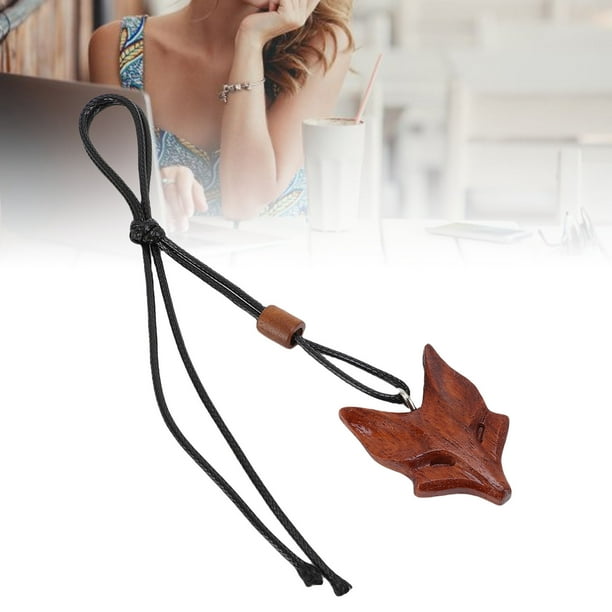 Collar Con Colgante De Madera De Zorro Vintage, Innovador Llavero Ajustable, Accesorio Colgante Para Hombres Y Mujeres