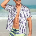 thumbnail image 3 of Fotbe Lavender Flowers Hawaiian Shirt for Men Unisex Summer Beach Casual Short Sleeve Cotton Linen Button Down Shirts-X-Large, 3 of 5
